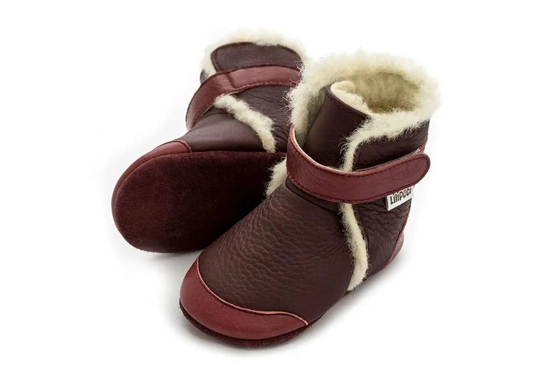 Bottines en cuir souple fourrées Liliputi - Burgundy Liliputi