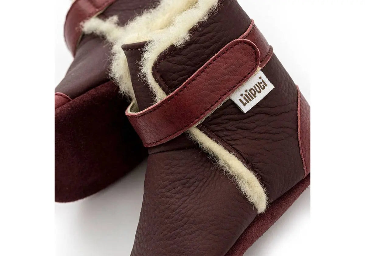 Bottines en cuir souple fourrées Liliputi - Burgundy Liliputi