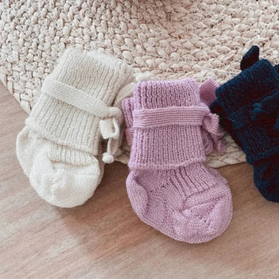 Chaussettes en pure laine nouveau-né Hirsch Natur - Naturel - Lilinappy
