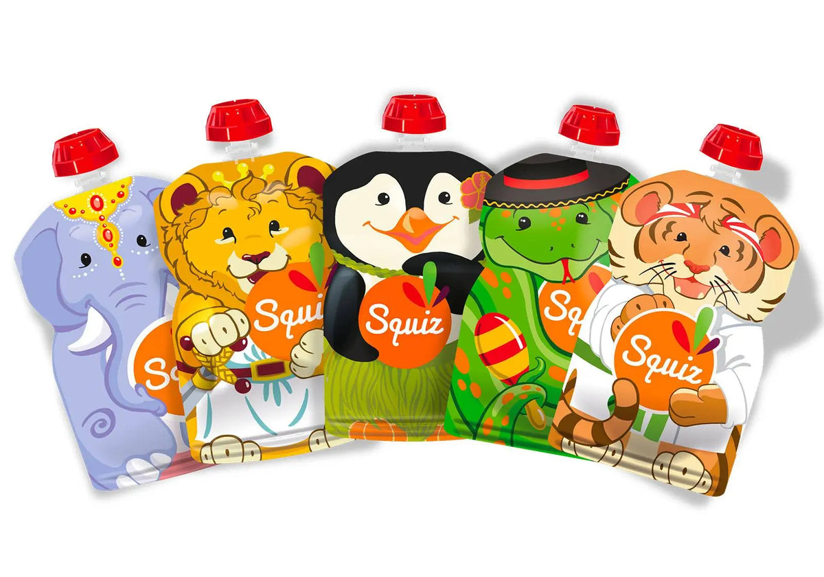 Lot de 5 gourdes Réutilisables pour compotes et purées Squiz