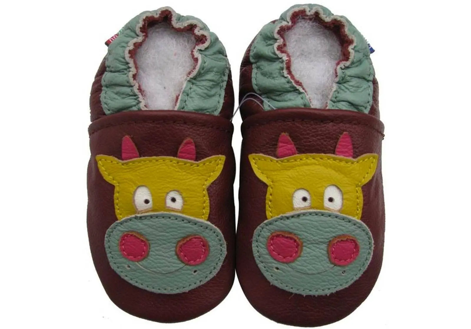 Chaussons cuir souple cow fond chocolat Carozoo