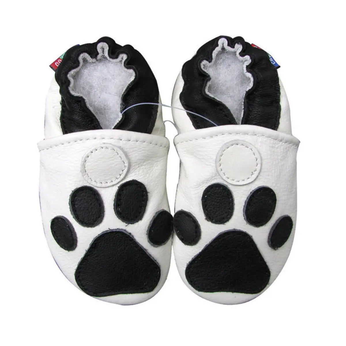 Chaussons cuir souple Carozoo - Paw blanc Carozoo