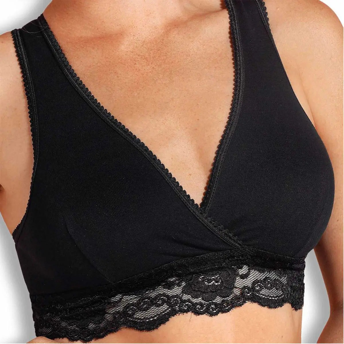 Brassière d'allaitement Cache-Coeur en Coton Bio Carriwell Noir