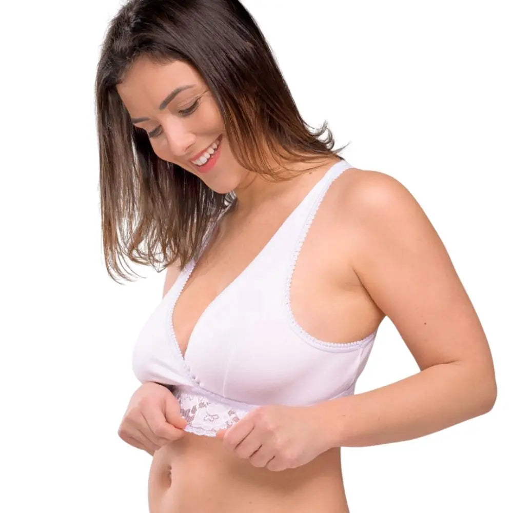 Brassière d'allaitement Cache-Coeur en Coton Bio Carriwell Blanc