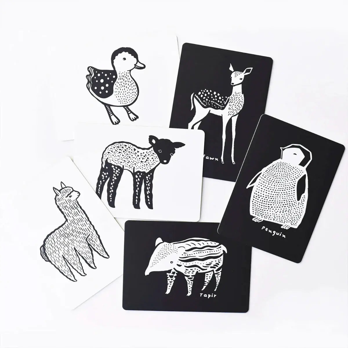 Cartes pour bébé en noir et blanc Wee Gallery - Bébés Animaux - Lilinappy