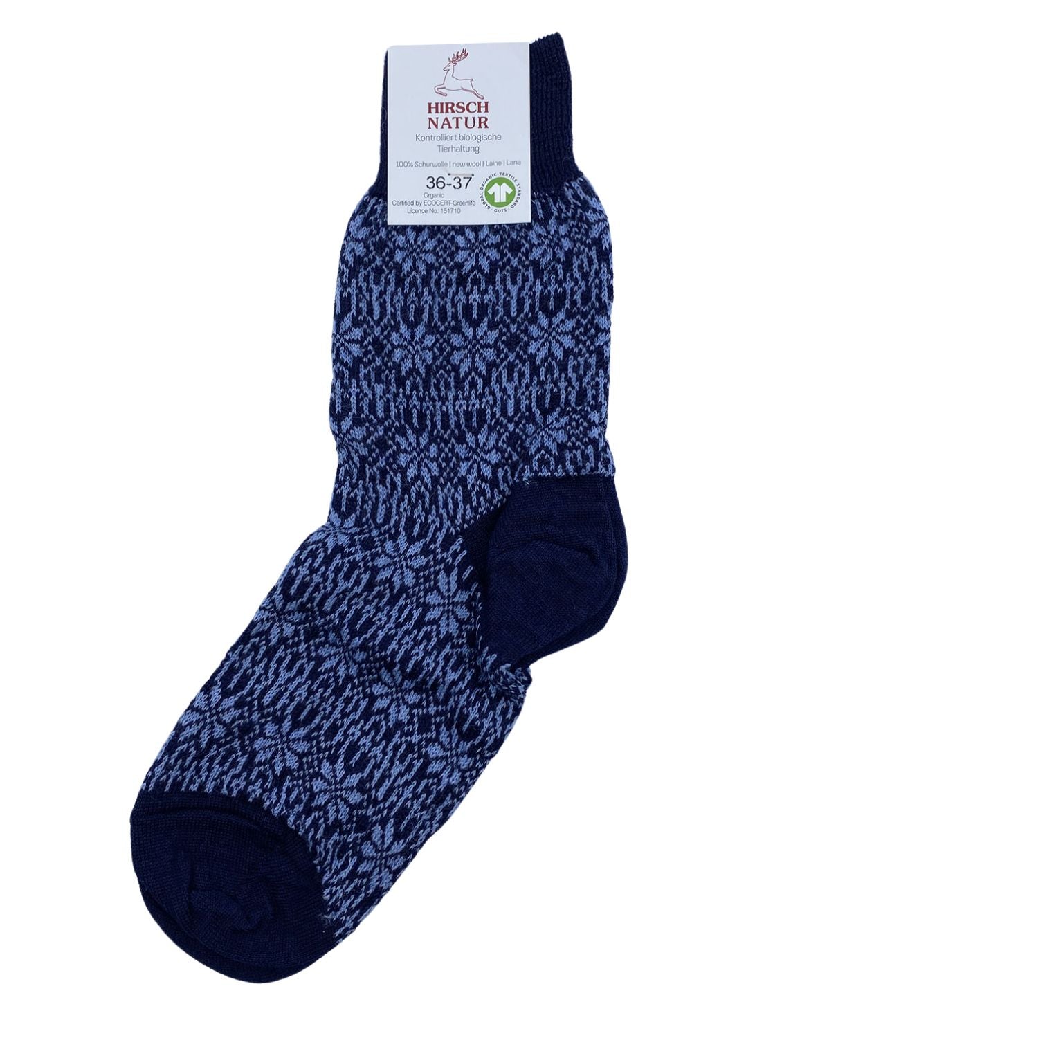 Chaussettes fines en laine motif étoile Hirsch Natur - Adultes - Lilinappy