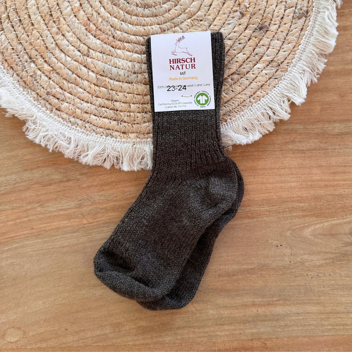 Chaussettes en pure laine pour enfants Hirsch Natur - Lilinappy