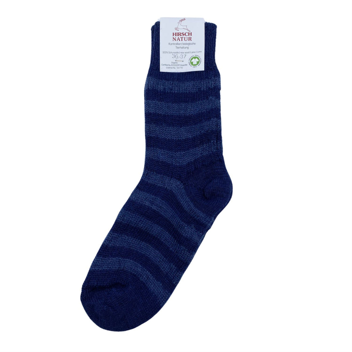 Chaussettes en laine Hirsch Natur Adulte Rayé bleu