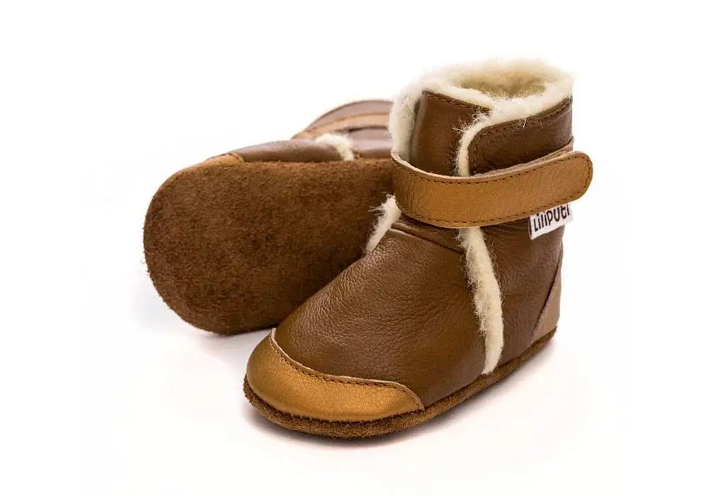 Bottines souples en cuir fourré laine Copper Liliputi