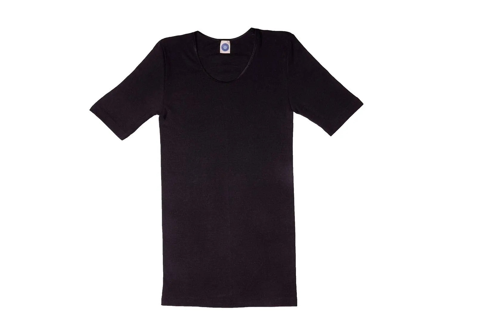 T-shirt à MC pour femme en laine et soie Cosilana - Noir - Lilinappy