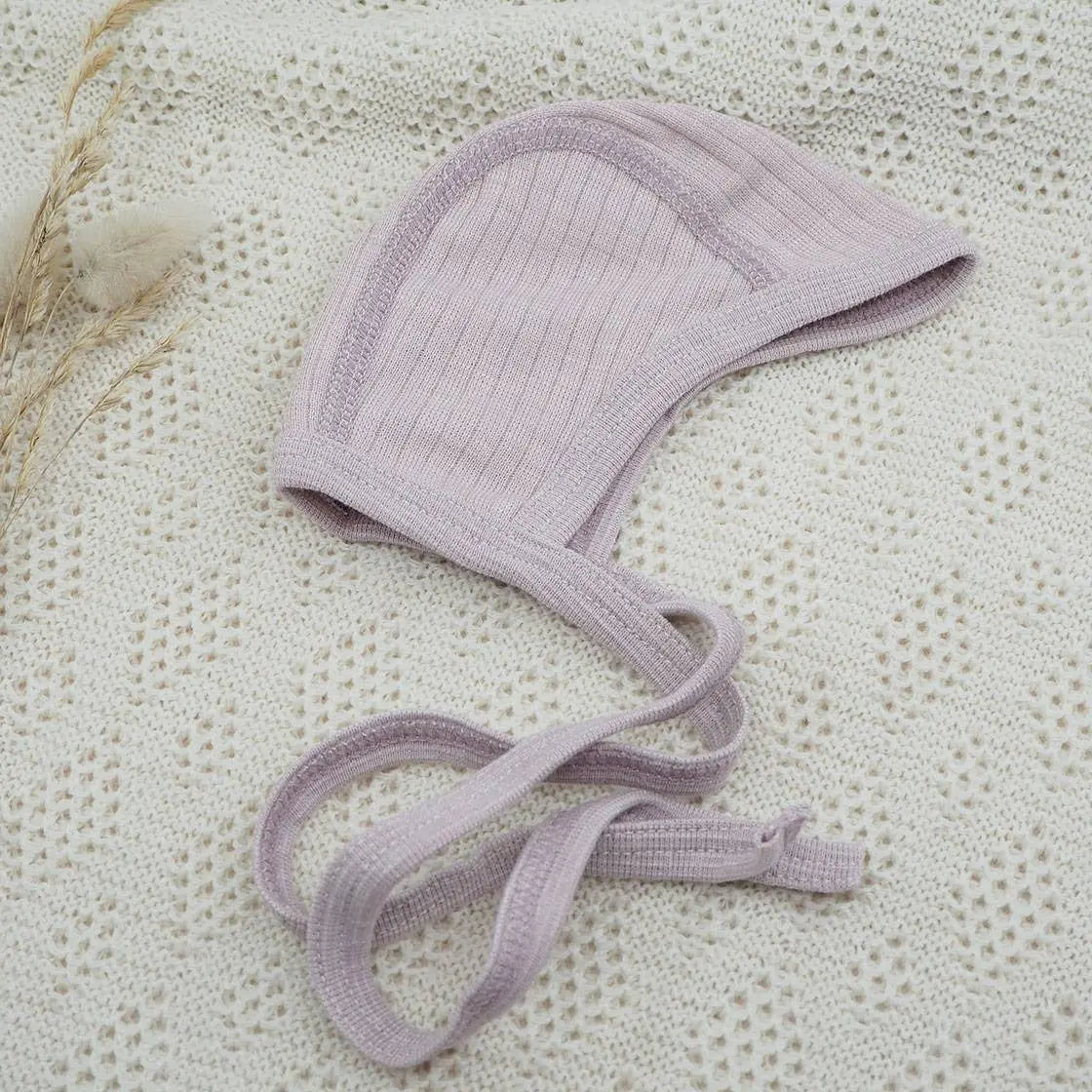 Bonnet en laine, soie et coton bio Cosilana - Rose poudre - Lilinappy