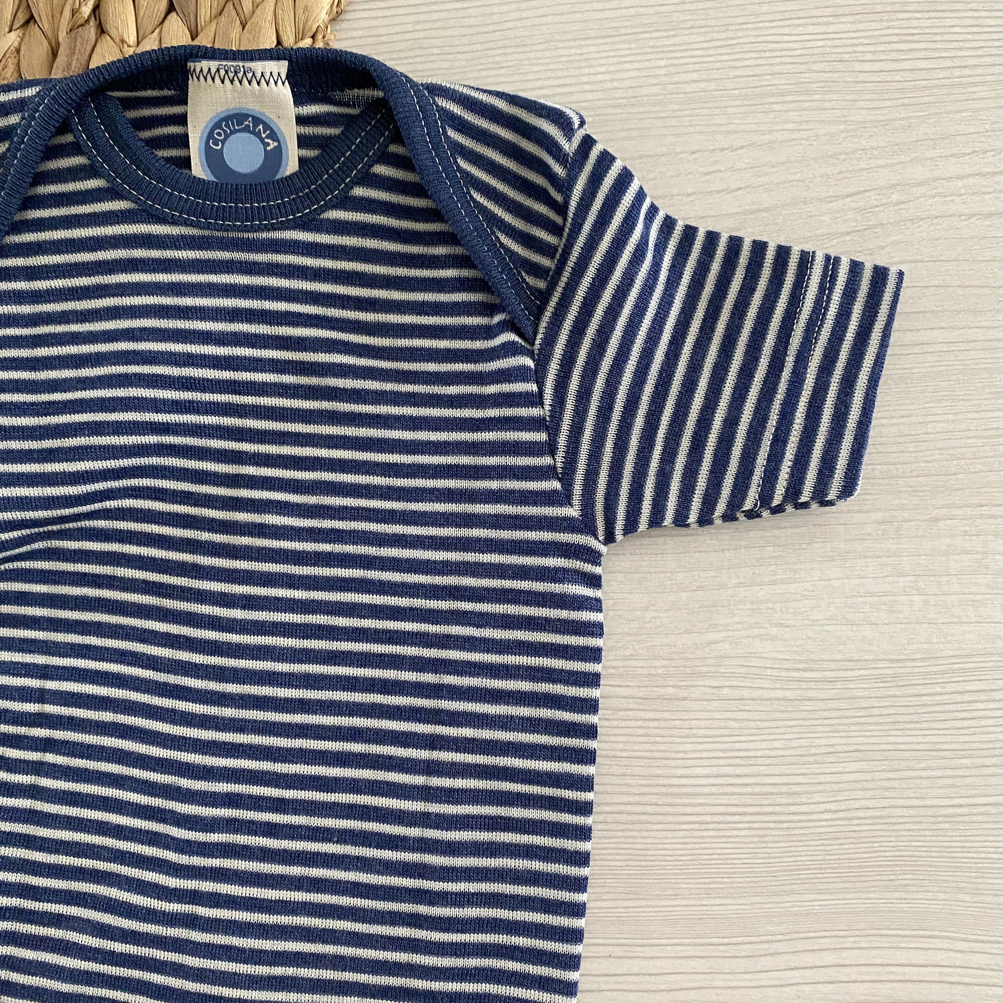 Body à MC en laine & soie Cosilana - Rayé marine