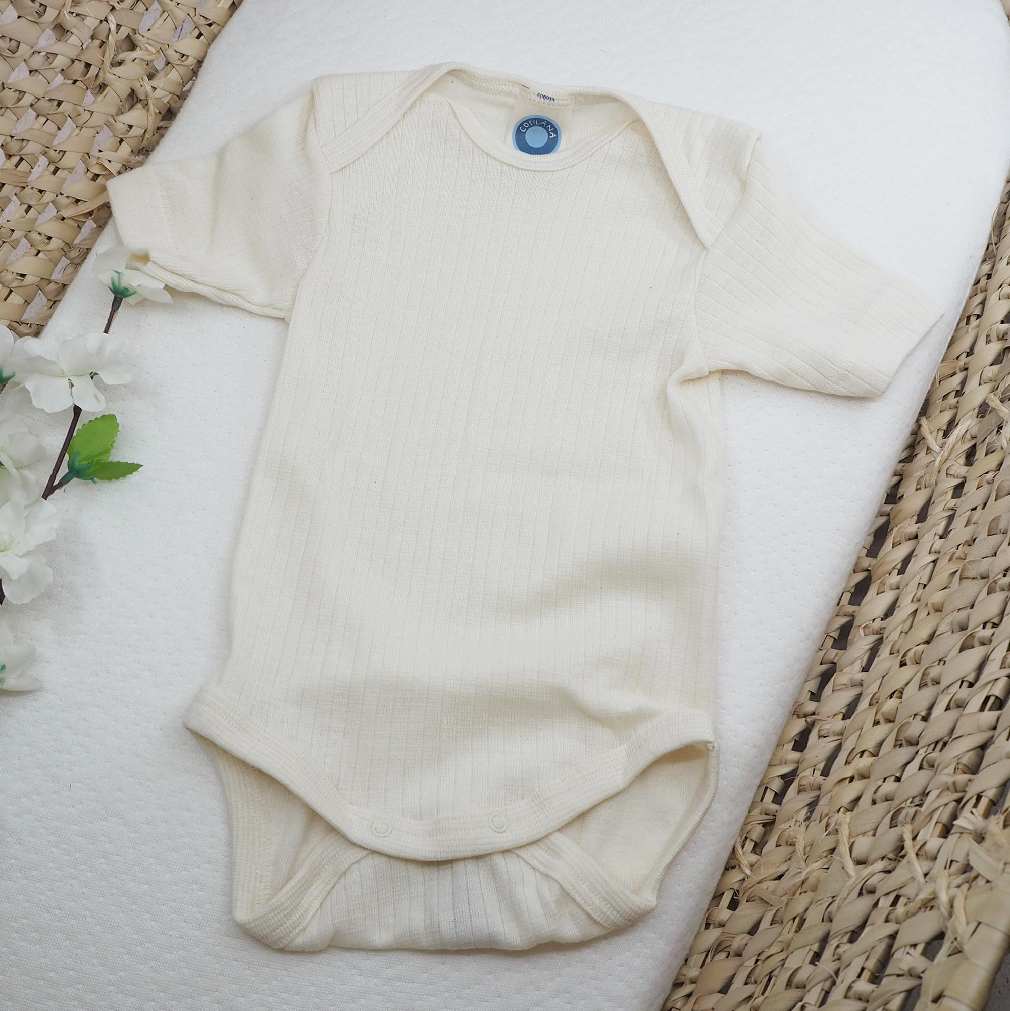Body à MC en laine, soie et coton bio Cosilana - Naturel