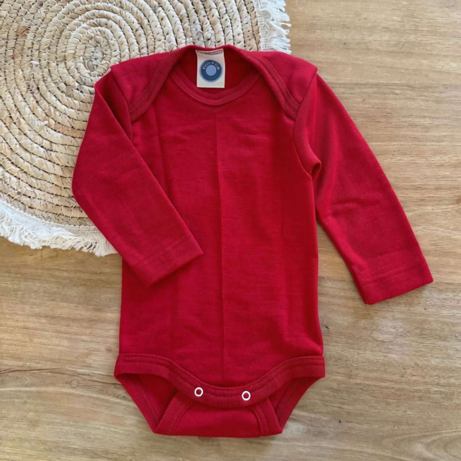 Body à manches longues en laine et soie Cosilana - Rouge 