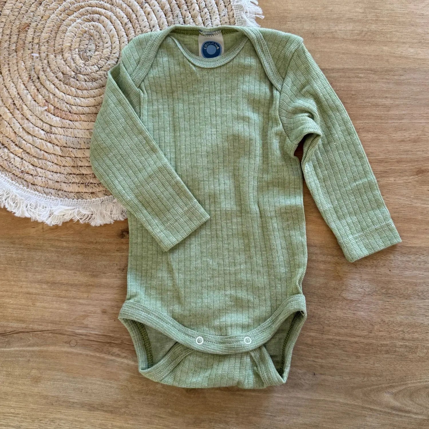 Body à ML en laine, soie et coton bio Cosilana - Vert 