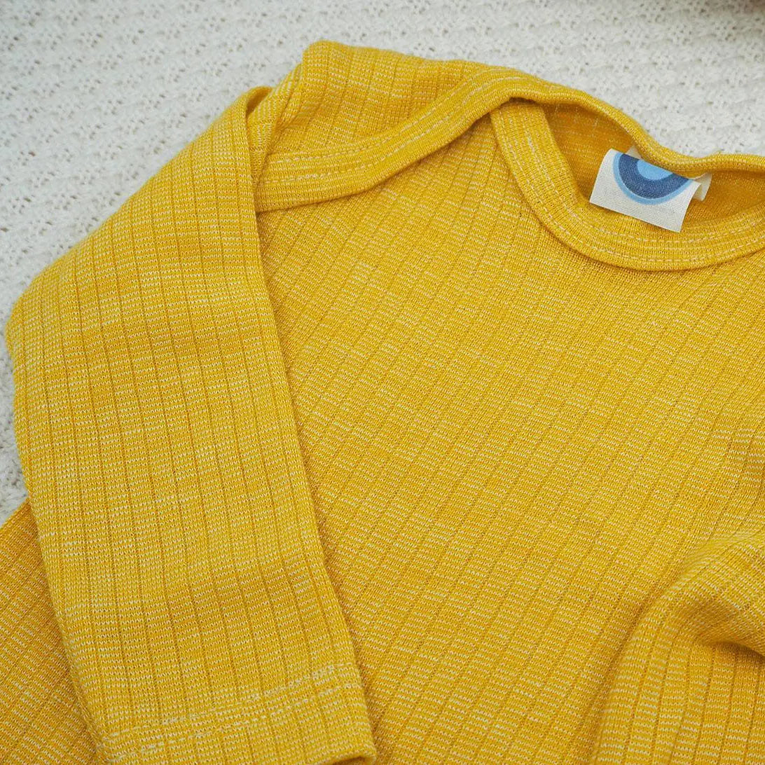 Body à ML en laine, soie et coton bio Cosilana jaune