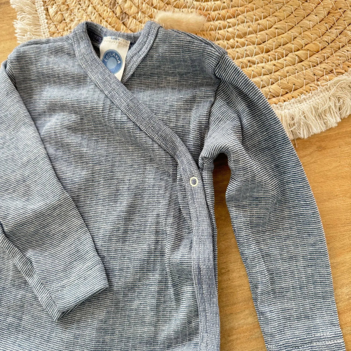 Body à ML ouvert devant en laine, coton et soie Cosilana - Denim