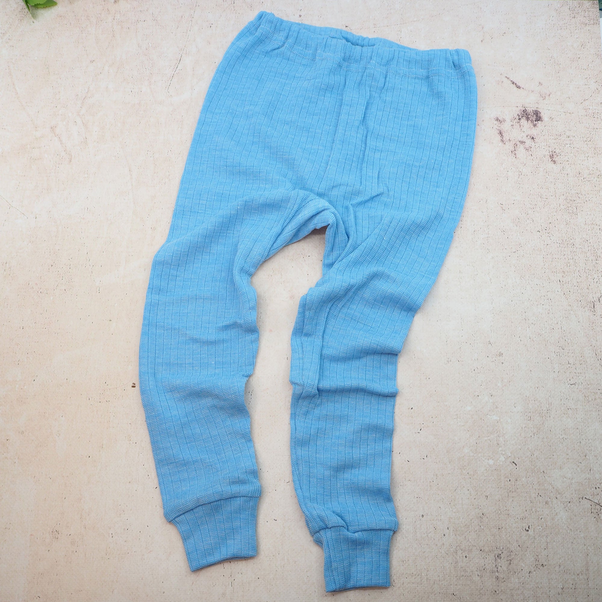 Legging enfant en laine, soie et coton bio Cosilana - Bleu 