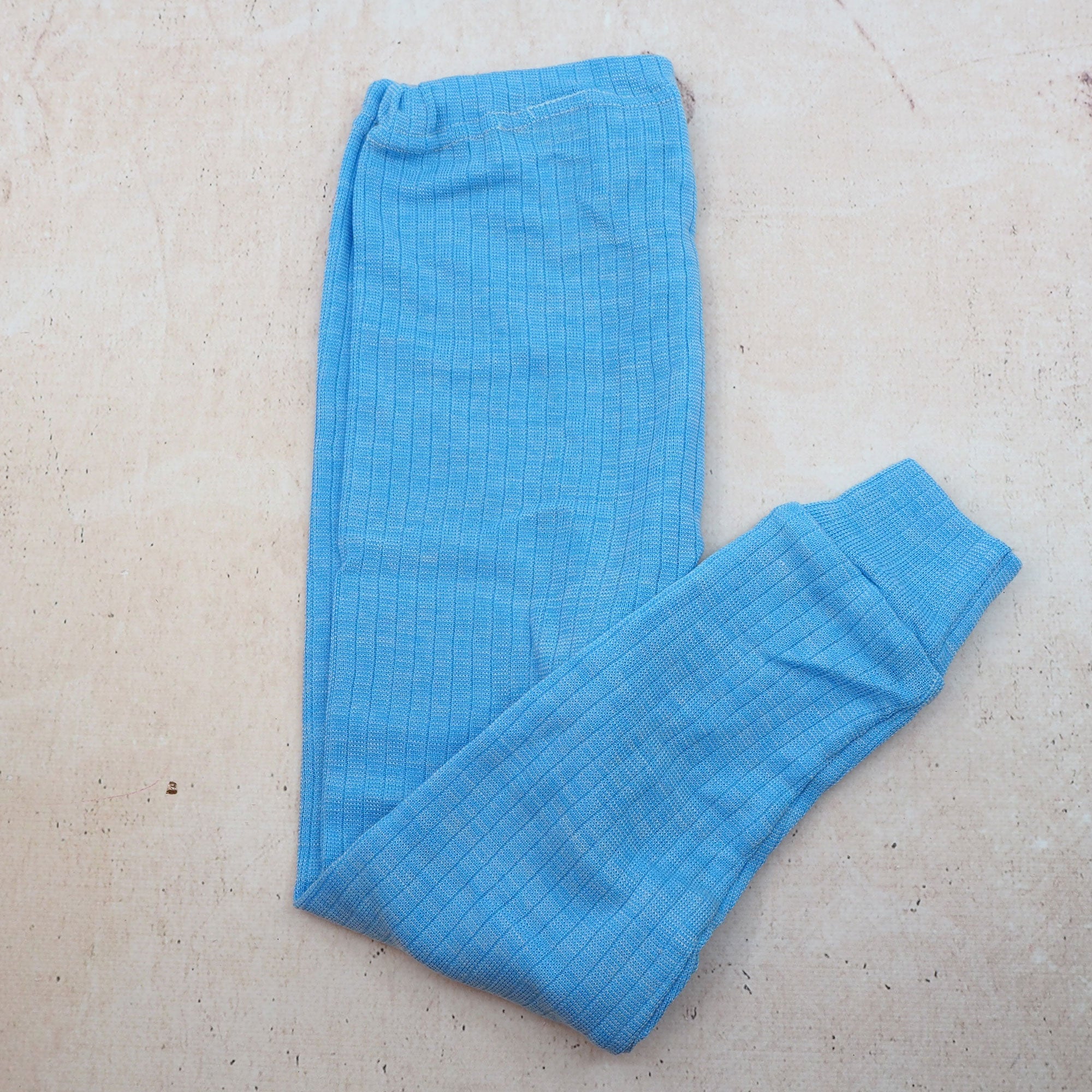 Legging enfant en laine, soie et coton bio Cosilana - Bleu 