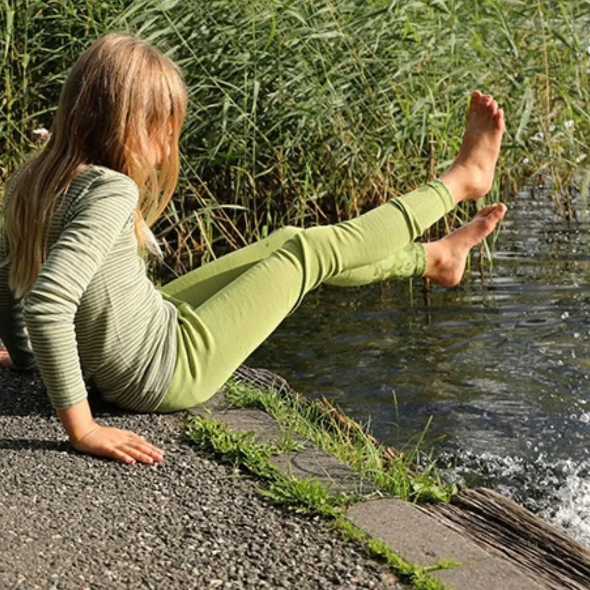 Legging enfant laine et soie Cosilana – Bleu marine