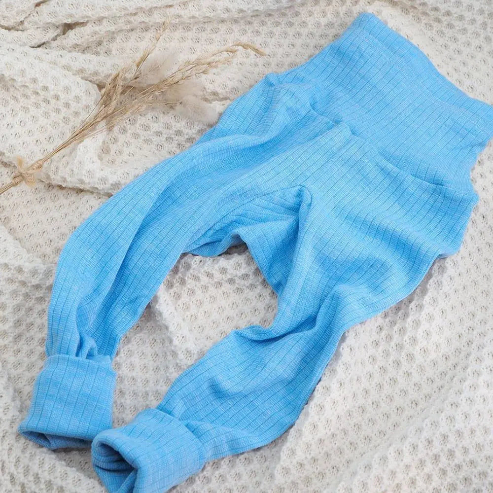 Pantalon bébé en  laine, soie et coton bio Cosilana coloris bleu