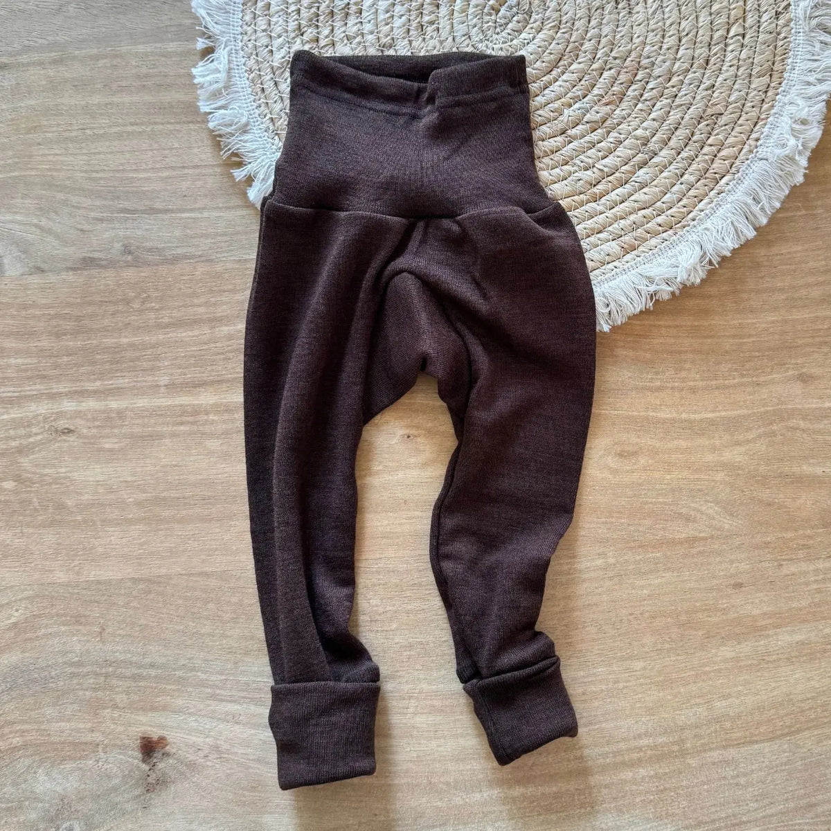 Pantalon bébé en laine et soie Cosilana - Chocolat
