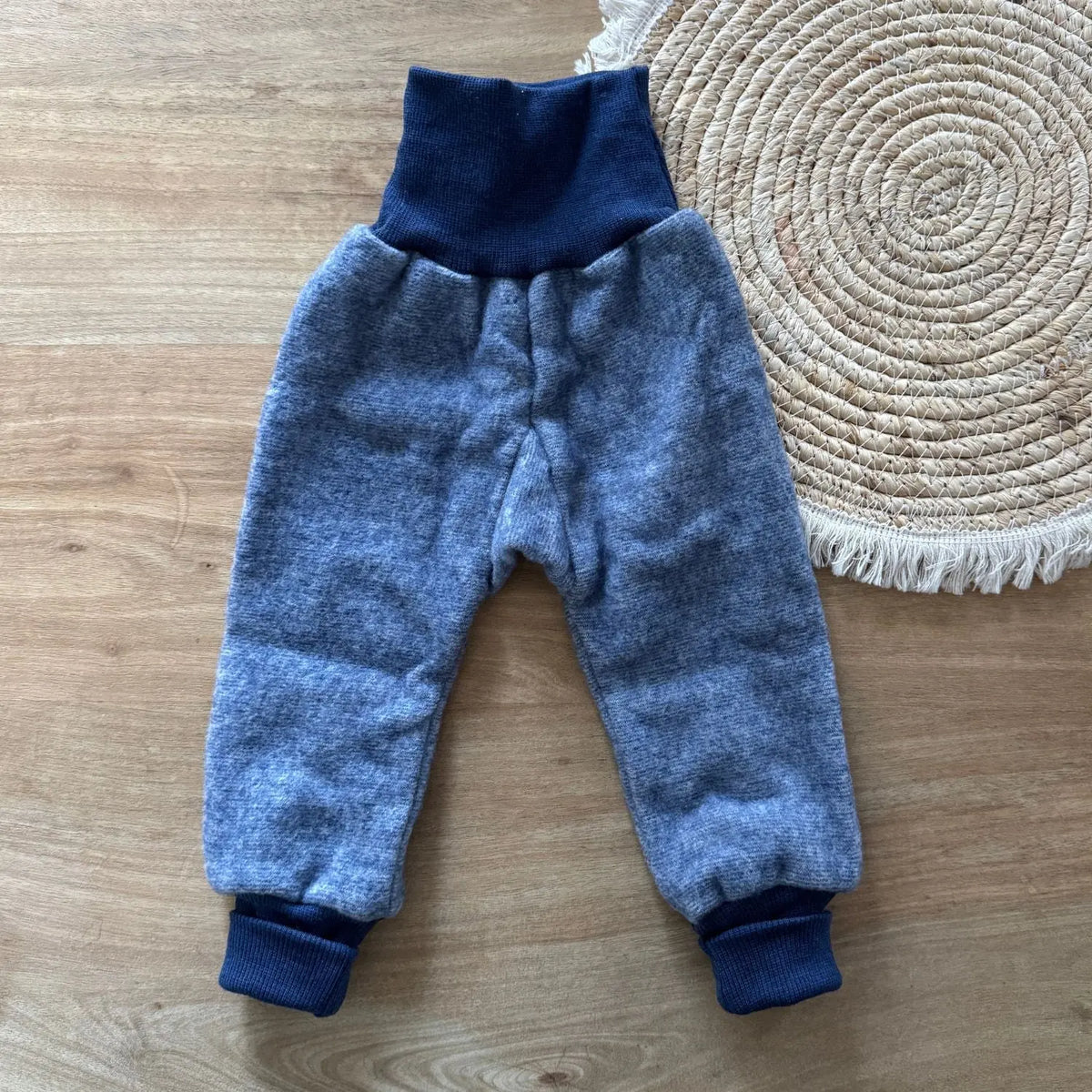 Pantalon en polaire de laine et coton bio Cosilana - Bleu