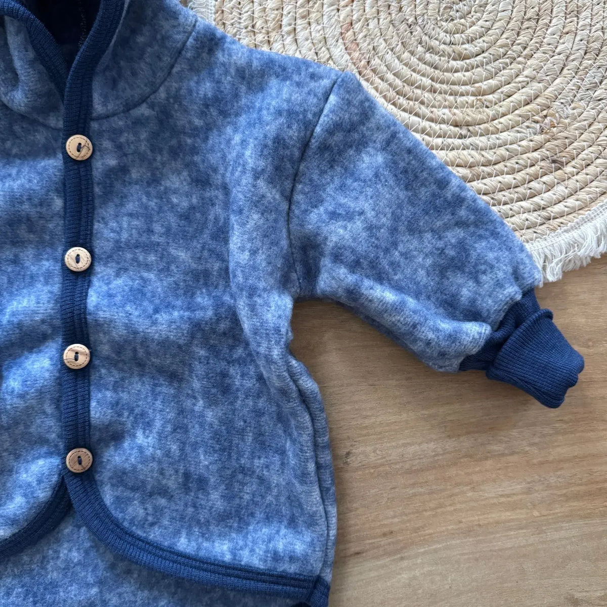 Veste en polaire de laine et coton bio Cosilana - Bleu