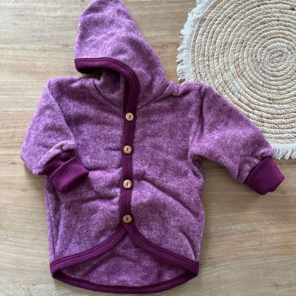 Veste en polaire de laine et coton bio Cosilana - Bourgogne