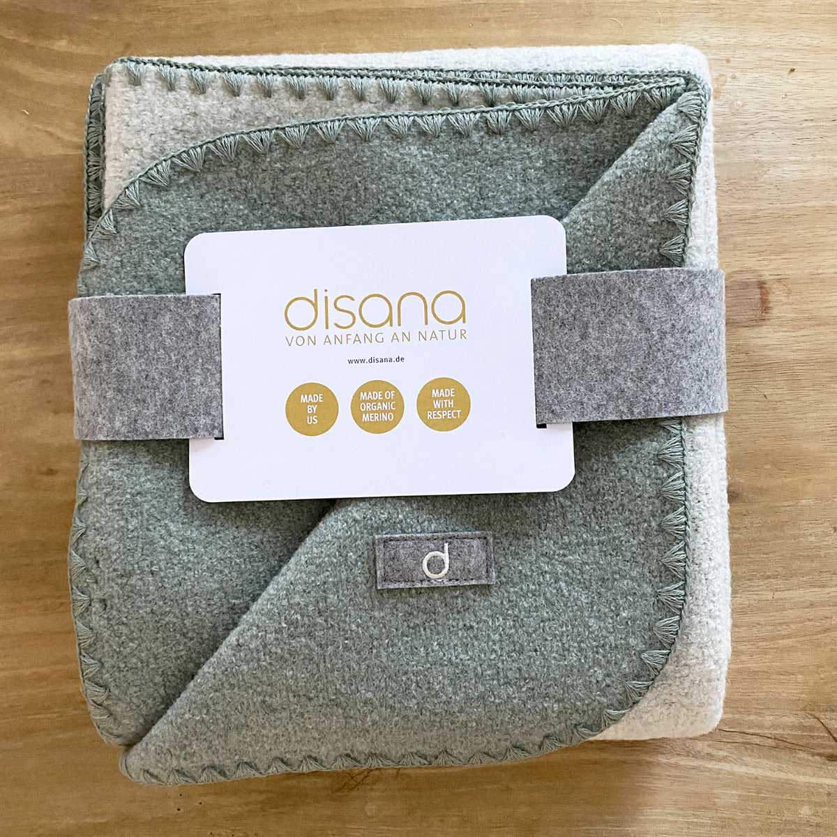 Couverture bébé double face en laine bouillie Disana – Jade 