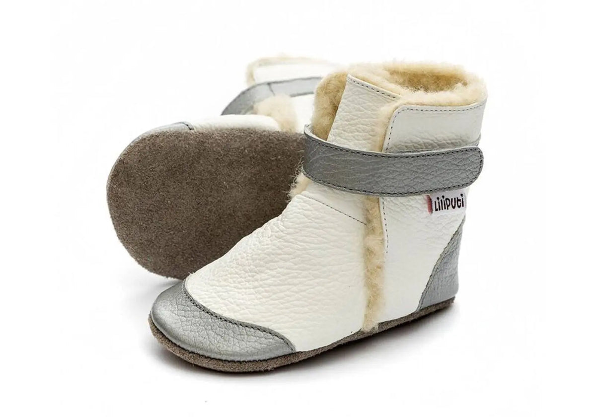 Bottines en cuir souple fourrées Crystal Liliputi