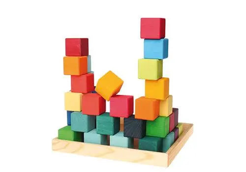 36 cubes en bois - jeu de construction Grimm's