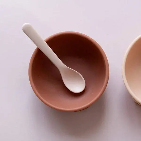 2 cuillères pour bébé en silicone Ekobo - Blush/ Terracotta - Lilinappy