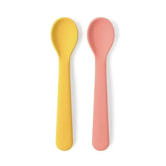 Lot de deux cuillères pour bébé en silicone Corail et Mimosa Ekobo