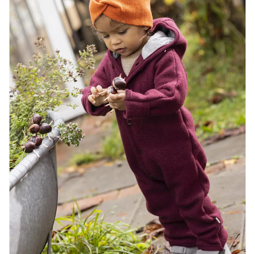 Combinaison bébé en laine bouillie Disana - Olive - Lilinappy