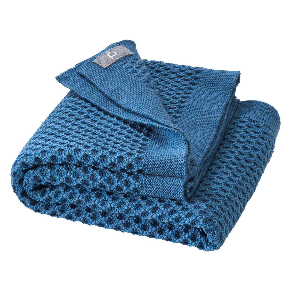 Grande couverture nid d’abeille en laine mérinos bio Disana – Dove Blue
