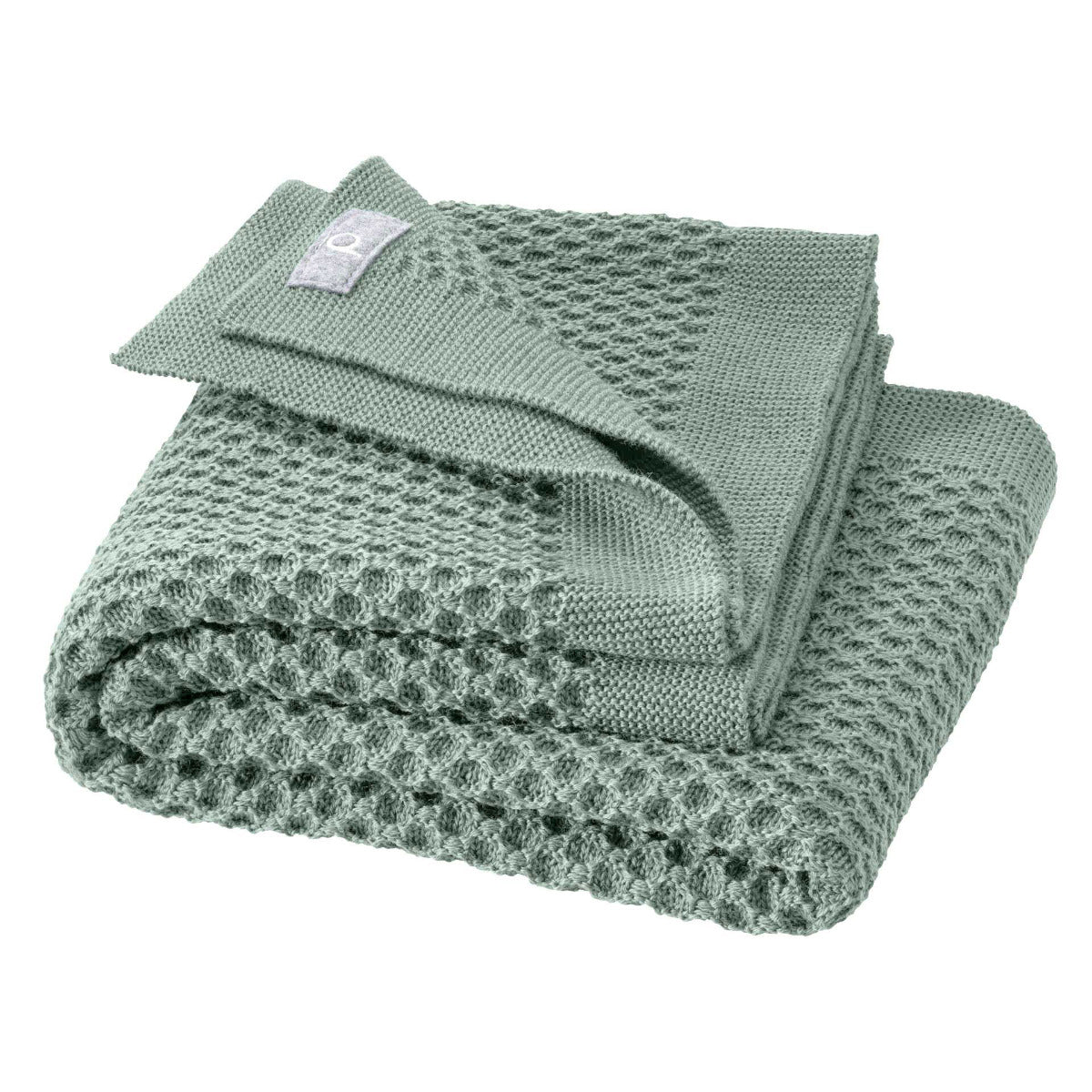 Grande couverture nid d’abeille en laine mérinos bio Disana – Jade