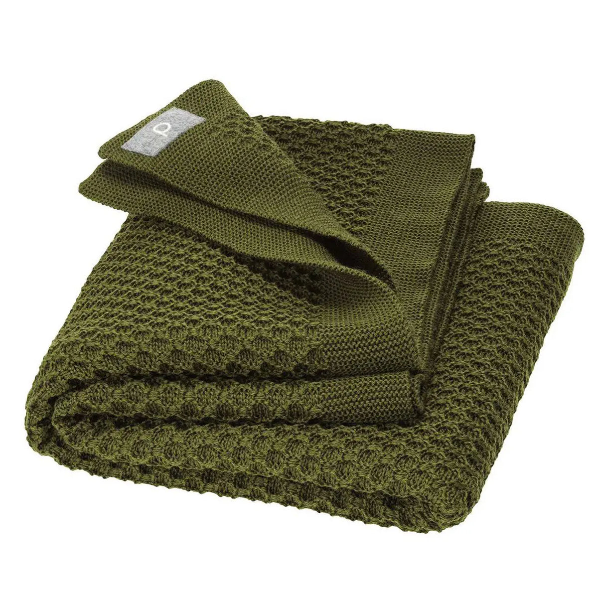Couverture bébé nid d'abeilles en laine Disana - Olive - Lilinappy