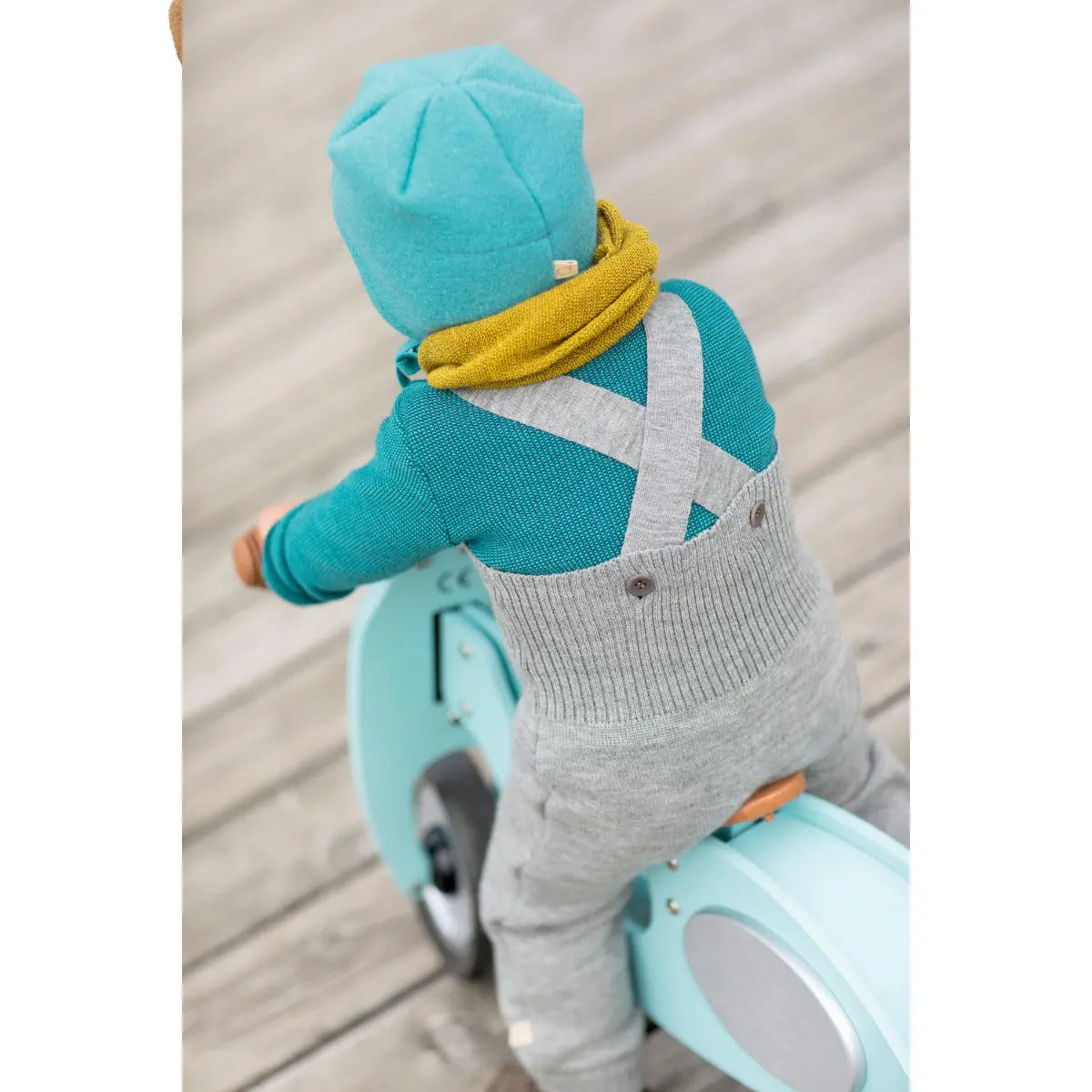 Pantalon à bretelles en laine merinos Disana - Cassis - Lilinappy