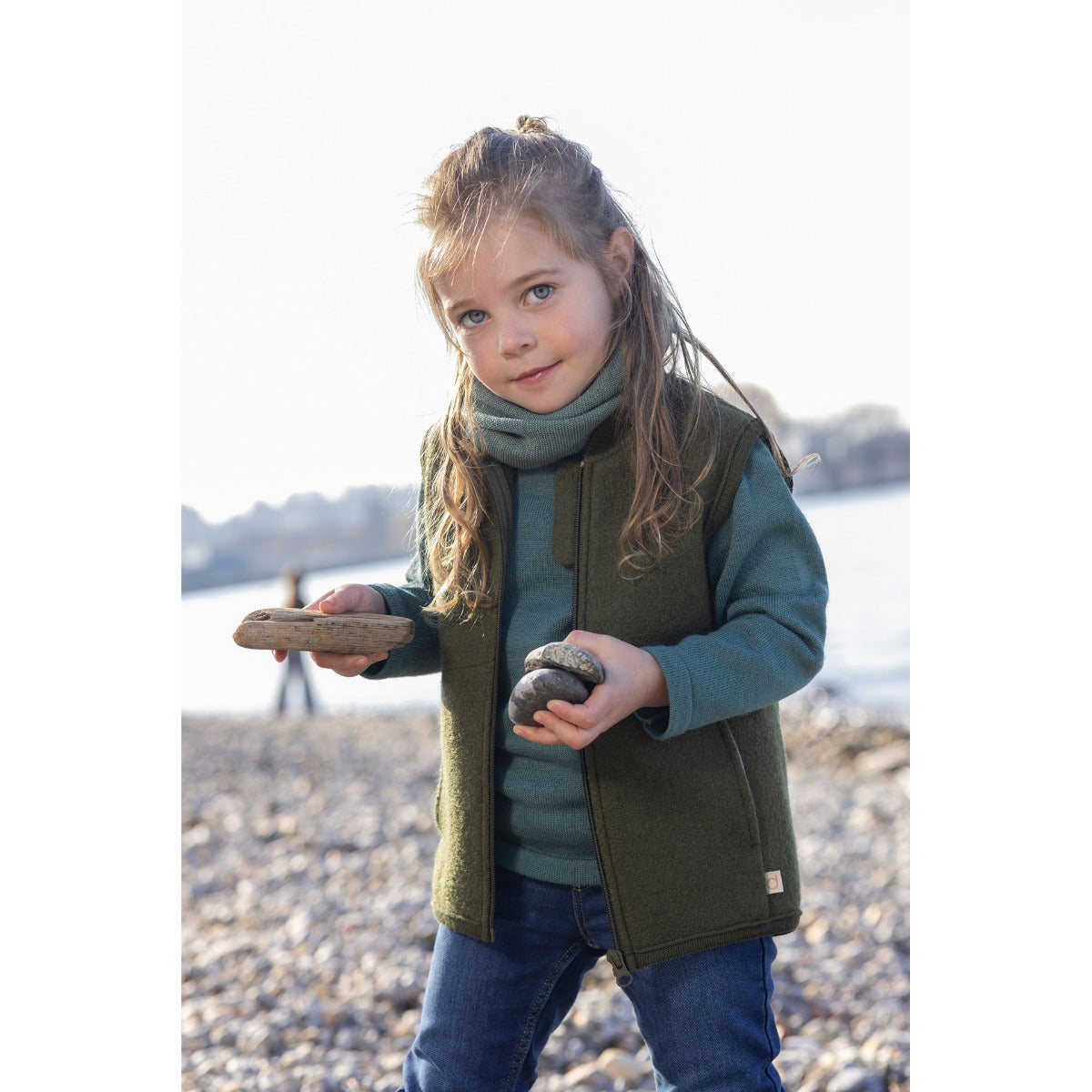 Veste sans manches en laine bouillie bio Disana – Indigo