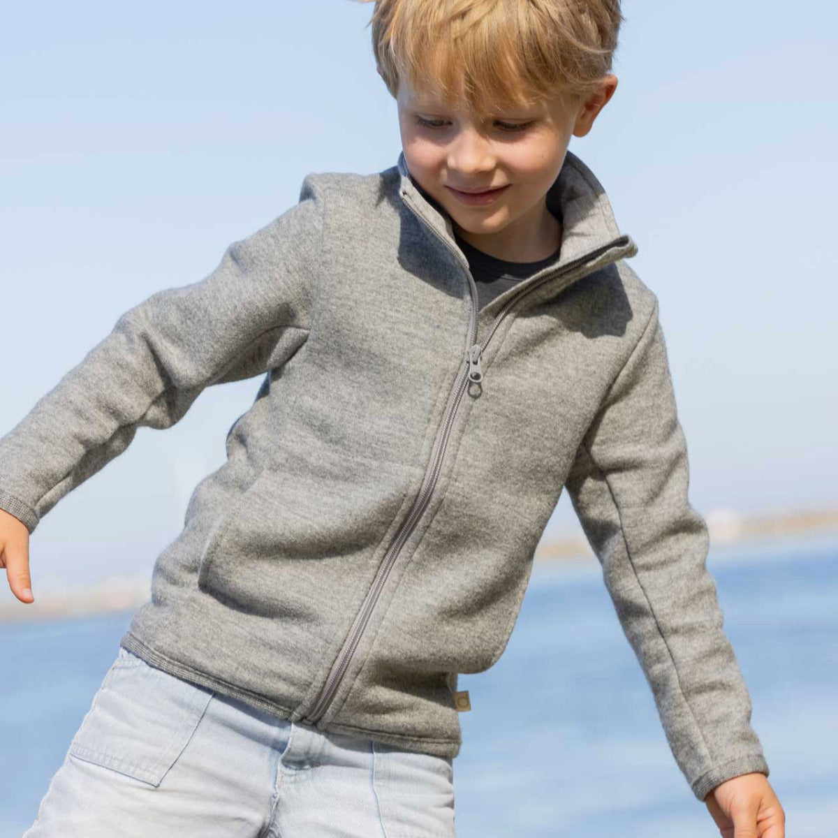 Veste zippée en laine mérinos légère Disana – Lilas - Lilinappy