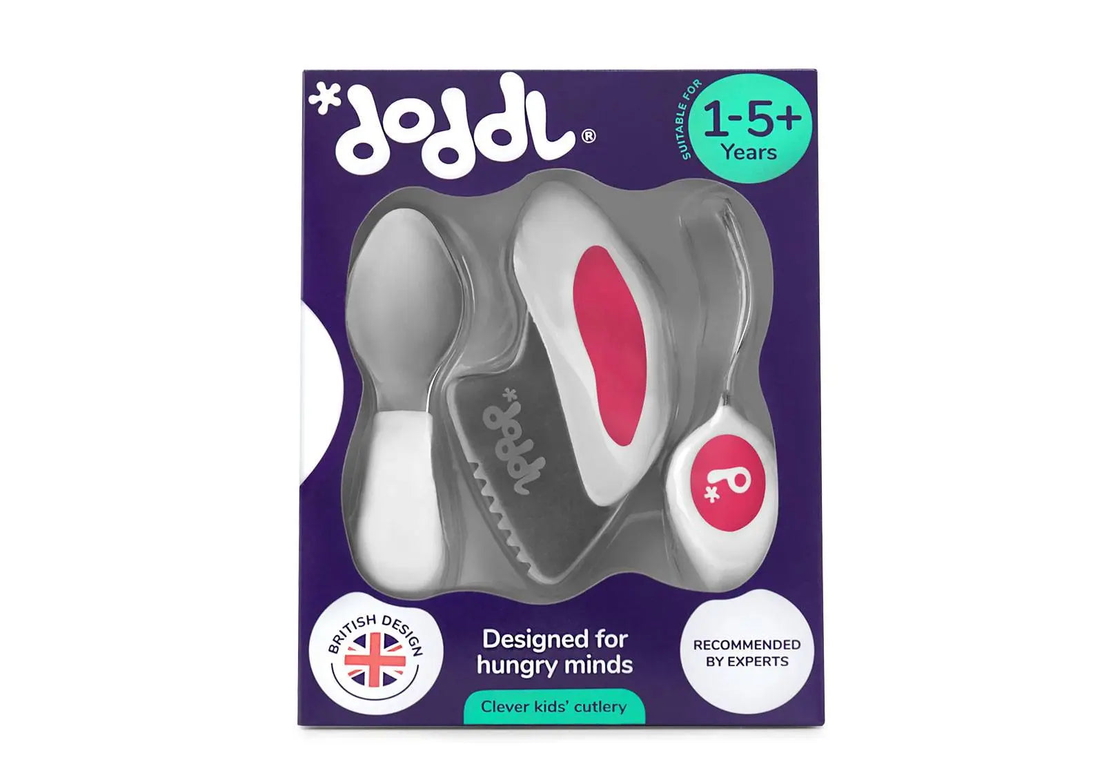 Set de 3 couverts ergonomiques Doodl 1-5 ans - Magenta Doddl