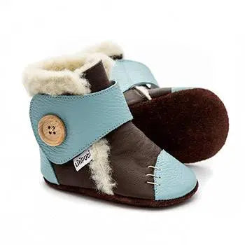 Bottines en cuir souple fourrées Earth Liliputi