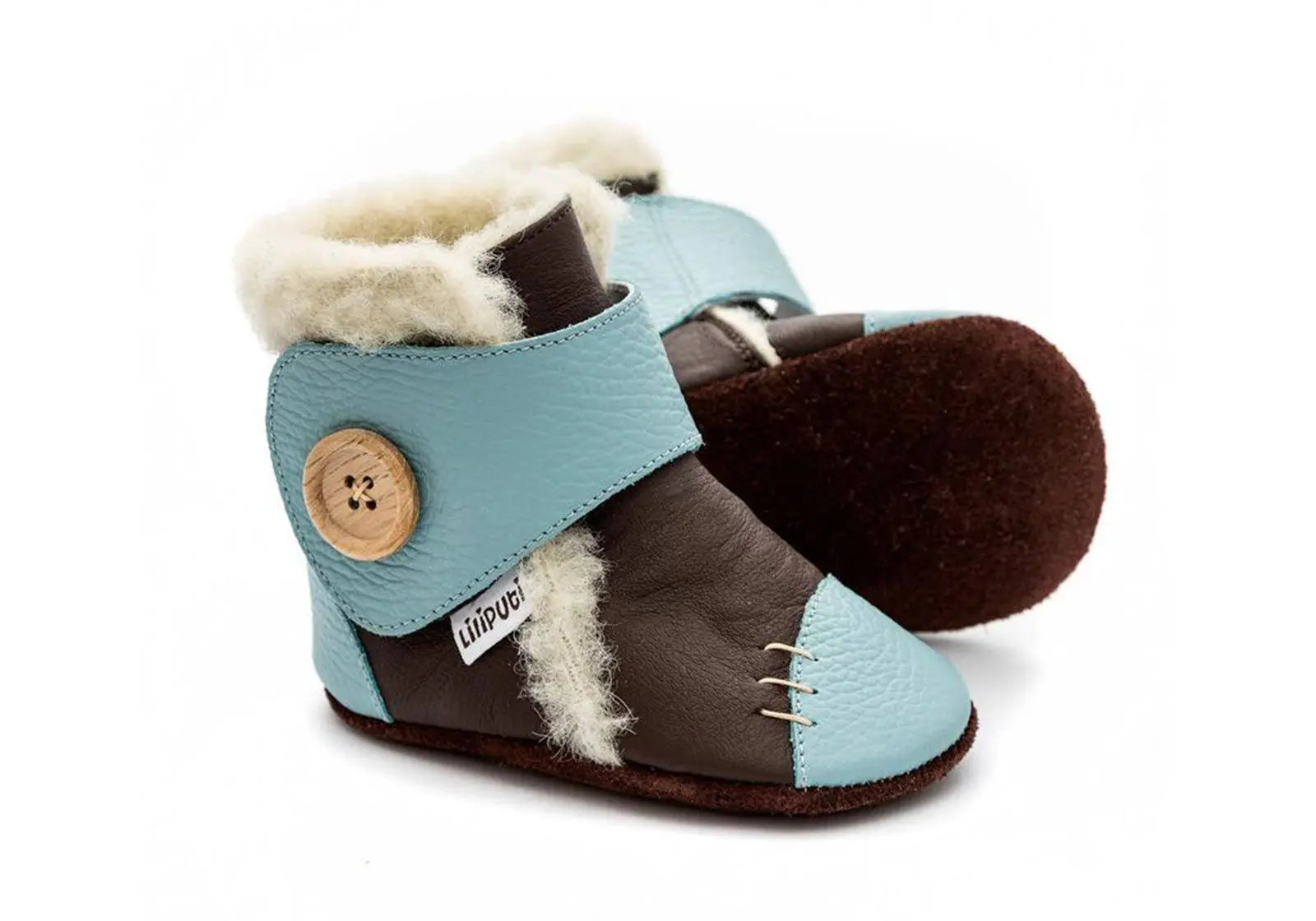 Bottines en cuir souple fourrées Earth Liliputi