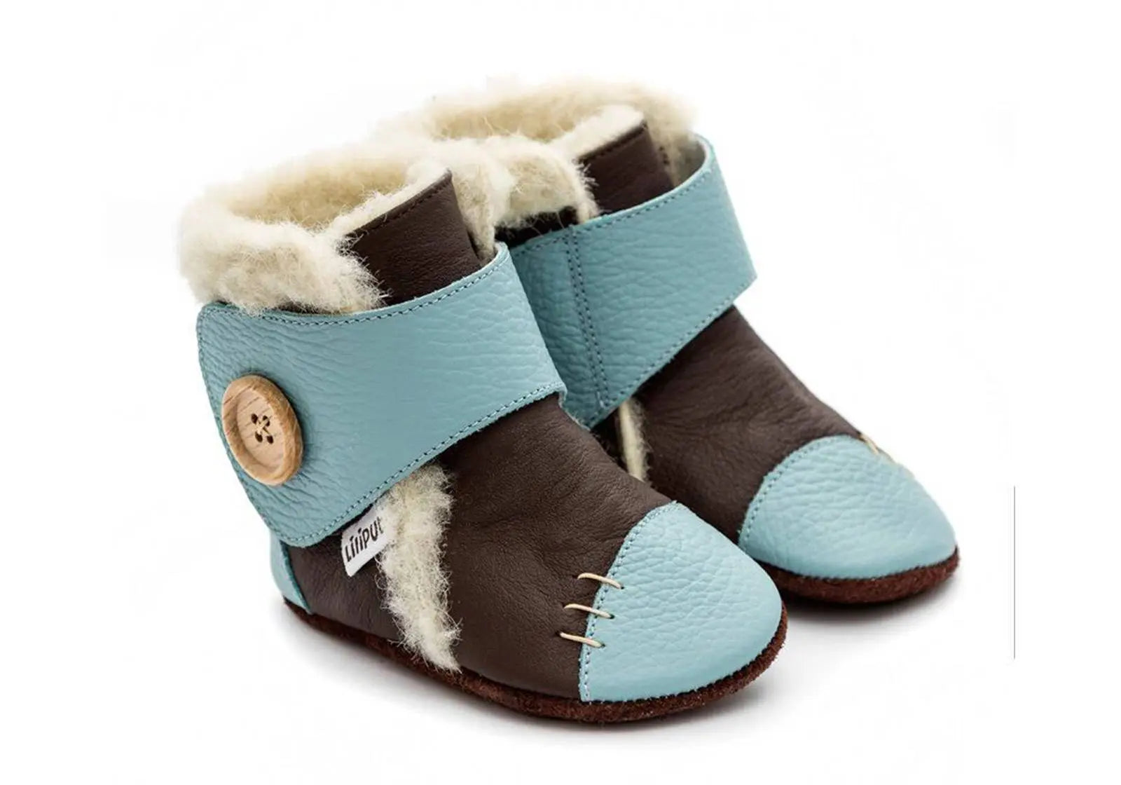 Bottines en cuir souple fourrées Earth Liliputi