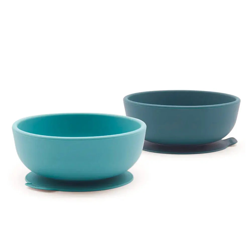 2 bols à ventouse en silicone Ekobo lagoon/ blue abyss 