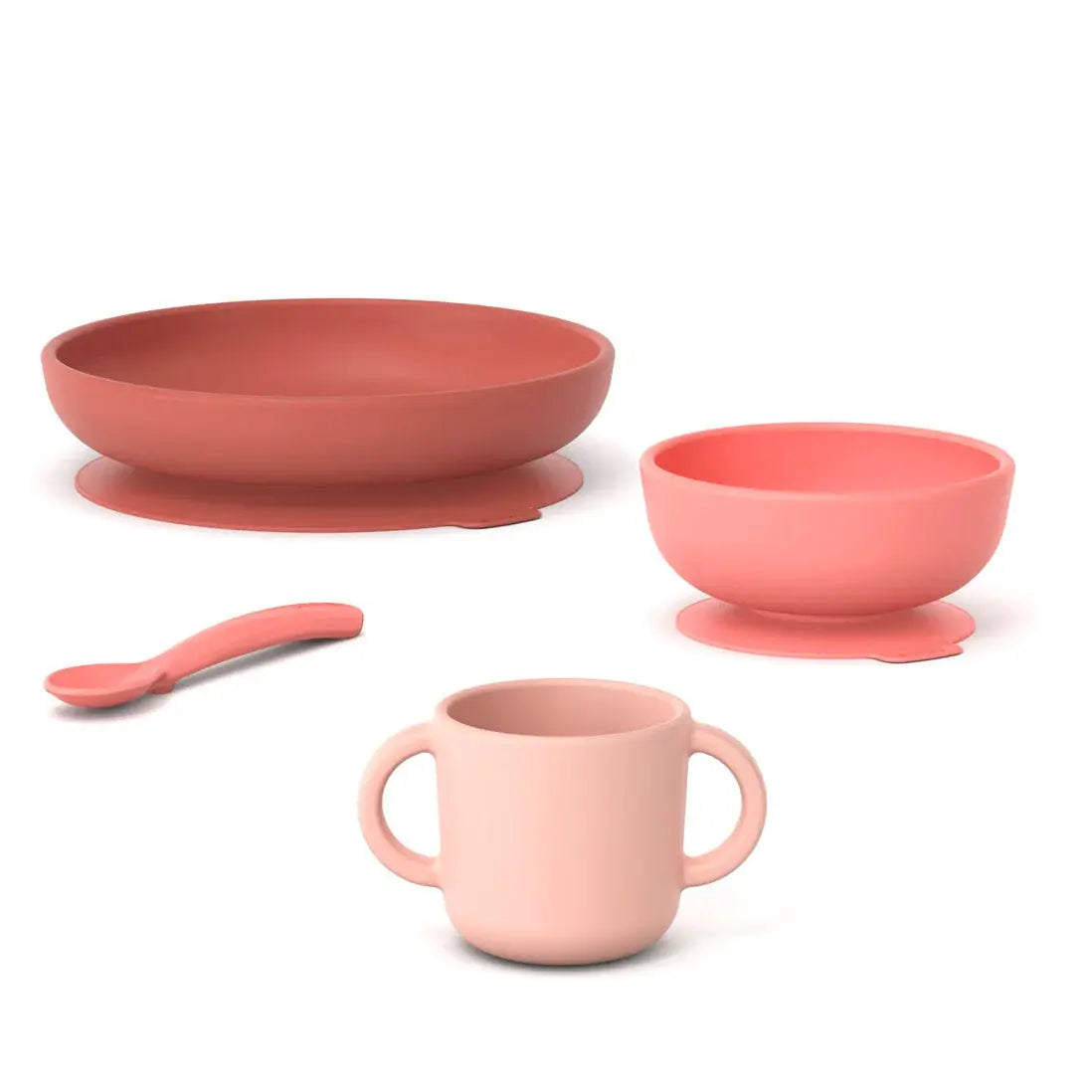 Set pour bébé en silicone Ekobo - corail - Lilinappy