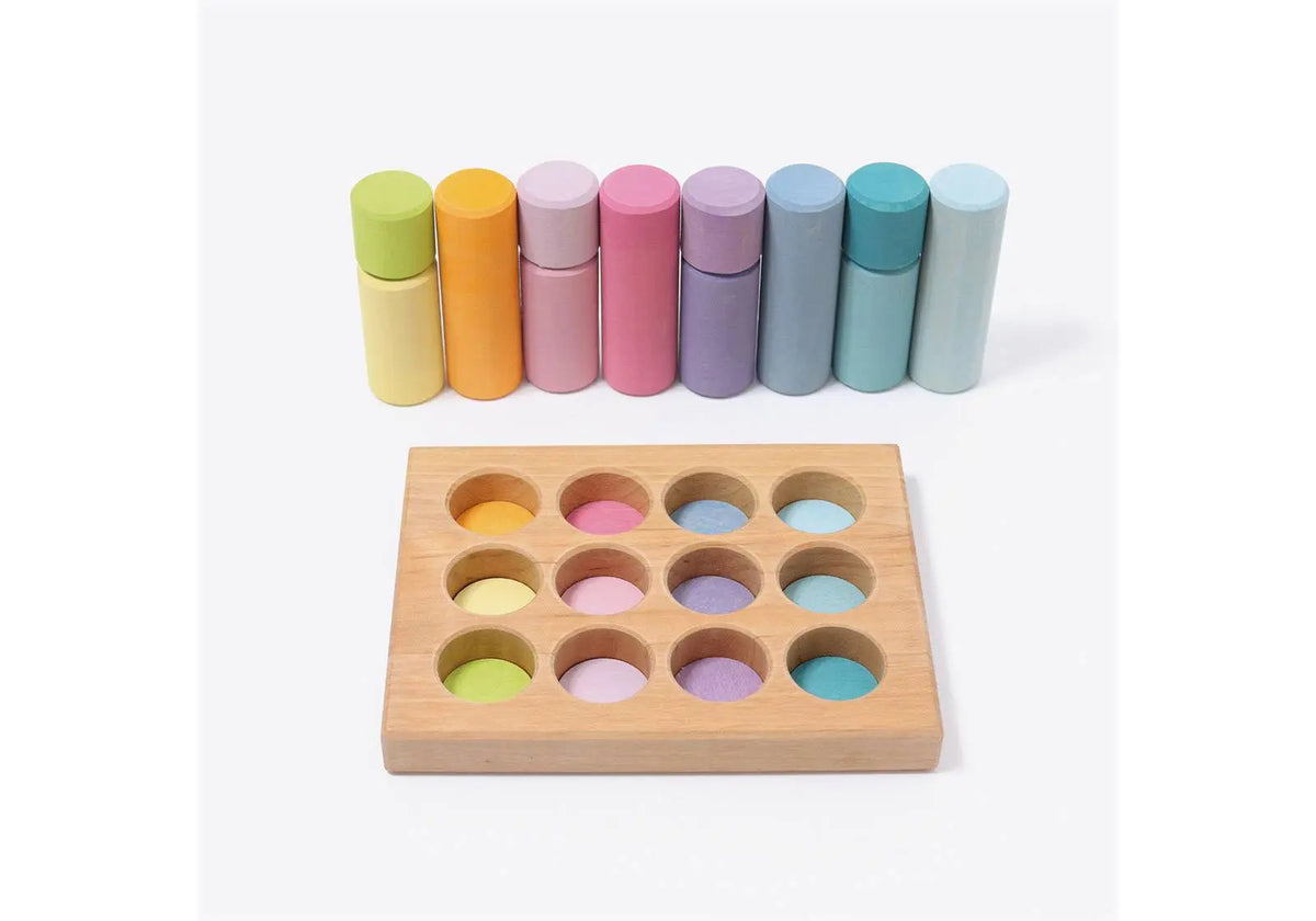 Jeu d'empilage rouleaux en bois Grimm's - Pastel Grimms