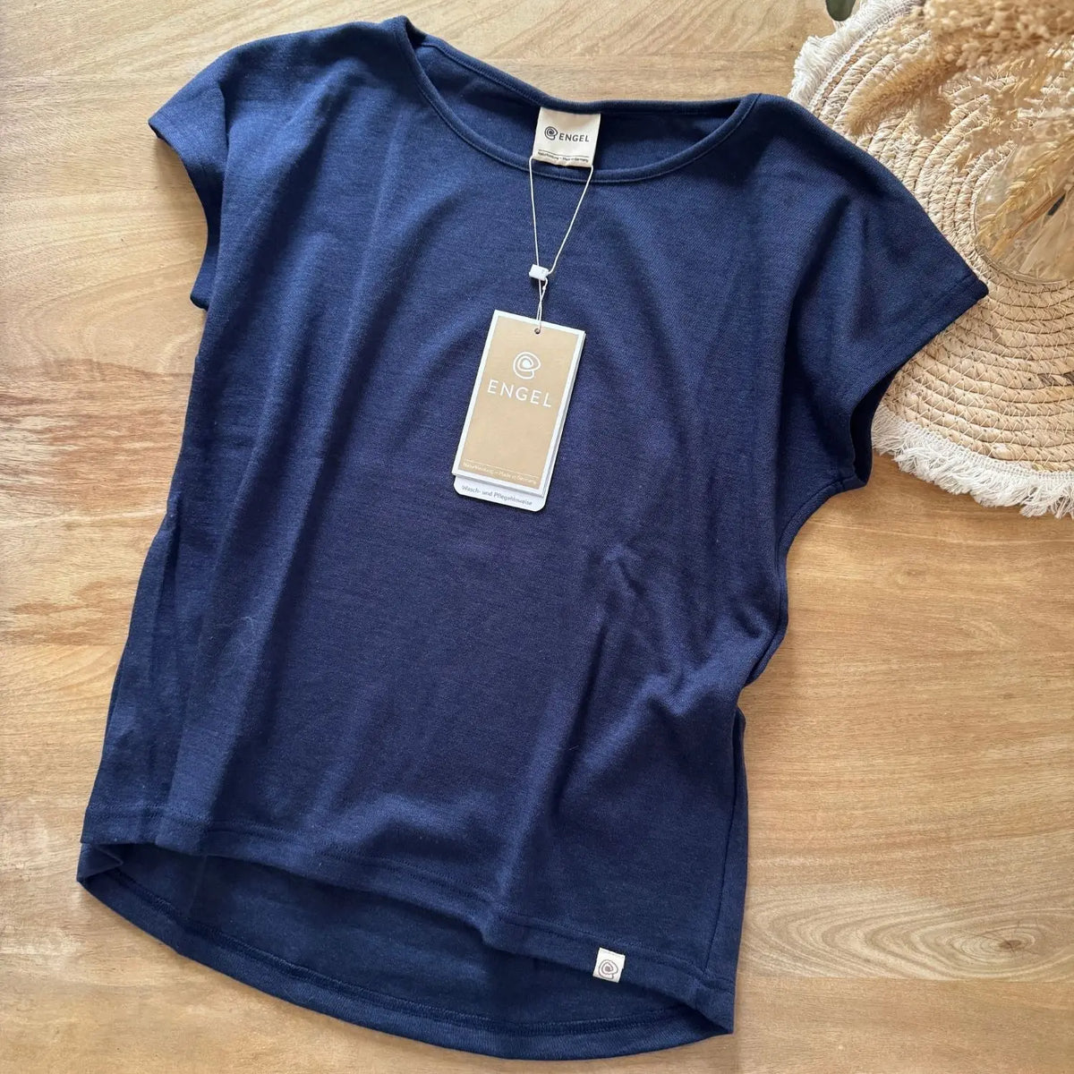 T-shirt femme en laine mérinos & soie fluide Engel Natur – Bleu marine