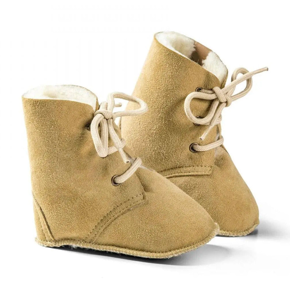 Bottines en peau d'agneau à lacets naturel - Lilinappy